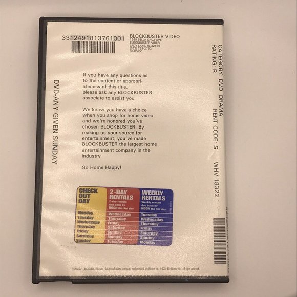 Blockbuster Video DVD Rental Case Lady Lake FL Any Given Sunday Pacino Football - Picture 2 of 5